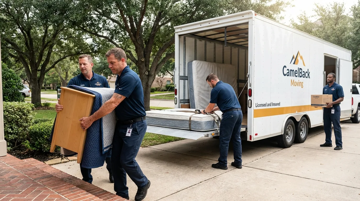 Crew loading residential truck for cross-state move from Auburn, IN