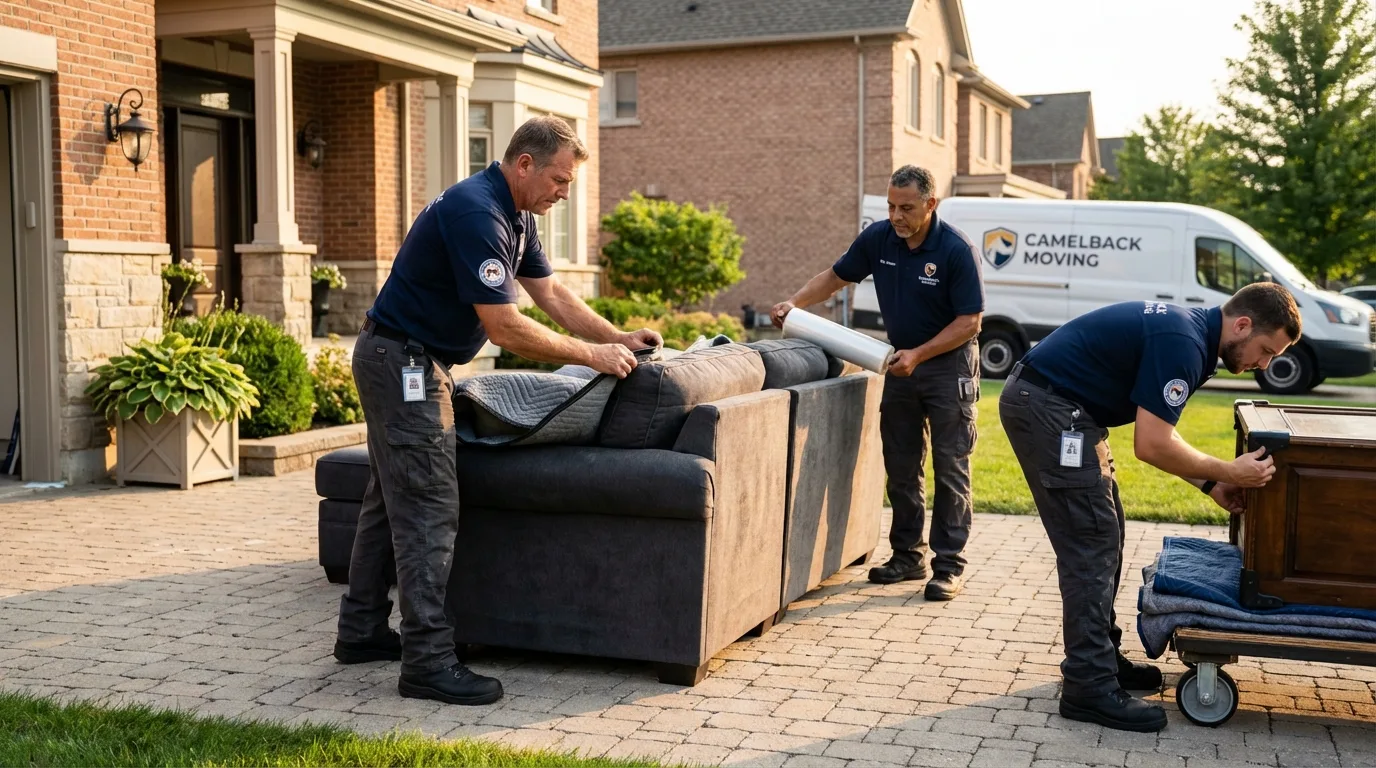 Large estate moving crew wrapping furniture in Auburn, IN